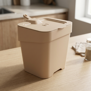 Lixeira de Pia Slim 2,5L Capuccino Sólido de Plástico UZ Utilidades